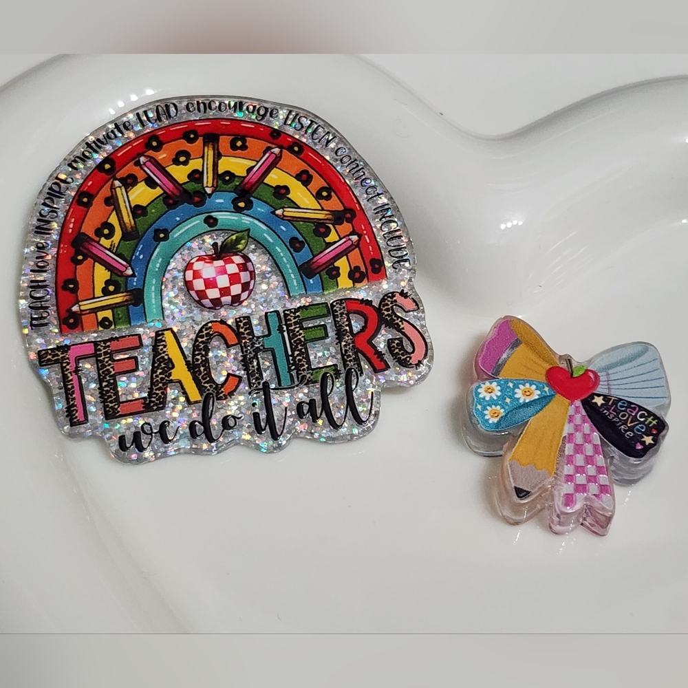 Teachers Flatback Focal Beads Crafts Badge‎ Acrylic Magnet Keychain Pen Pin Clip